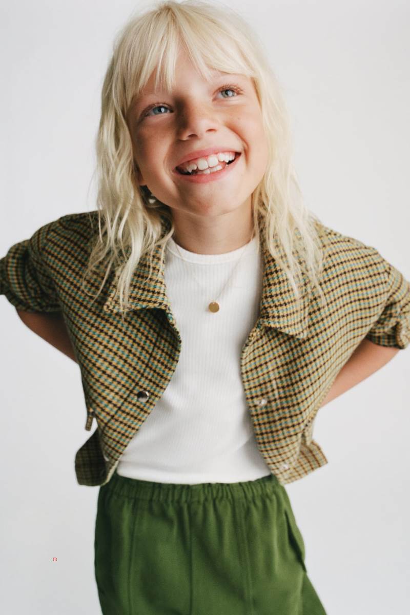 ZARA HOUNDSTOOTH Övertröja Tjej Turkos | HKYPR-0495