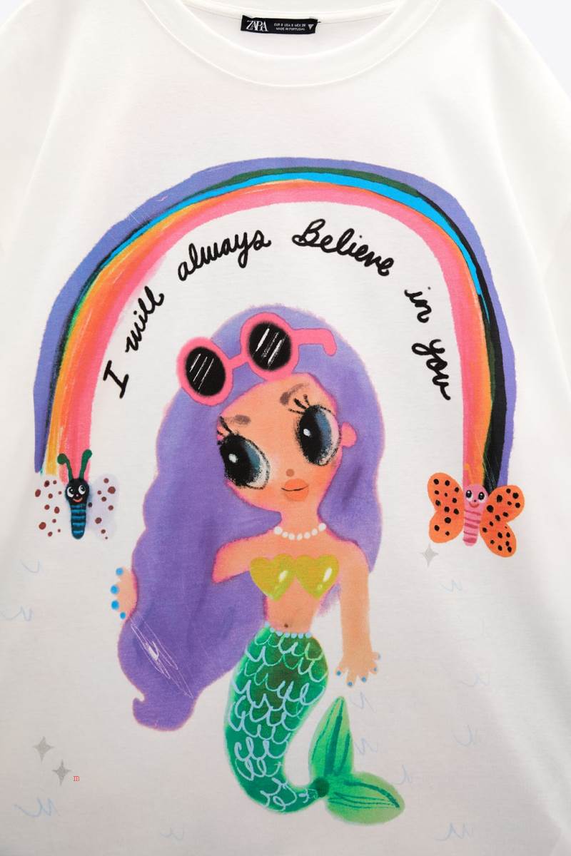 ZARA HUMBERTO CRUZ PRINT T-shirt Dam Vita | IJLVU-3912