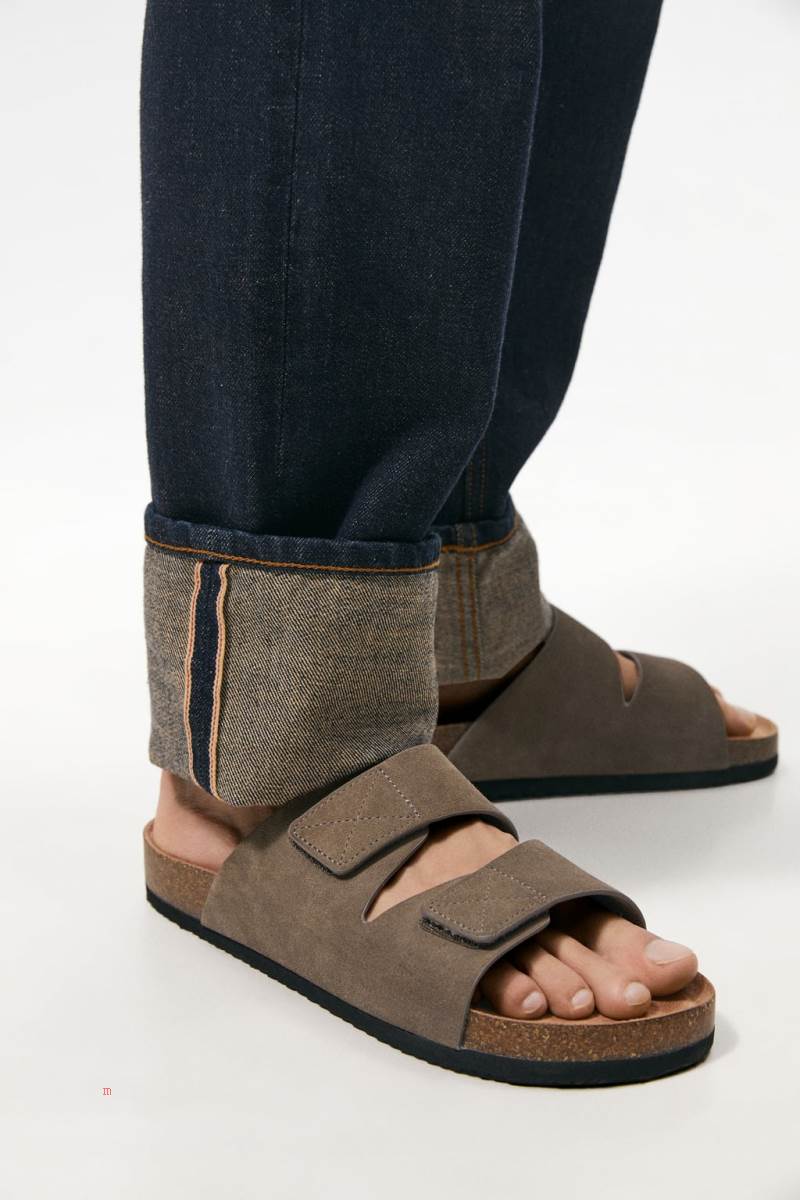 ZARA Hook-and-loop Sandaler Herr Grå | POHYQ-7134
