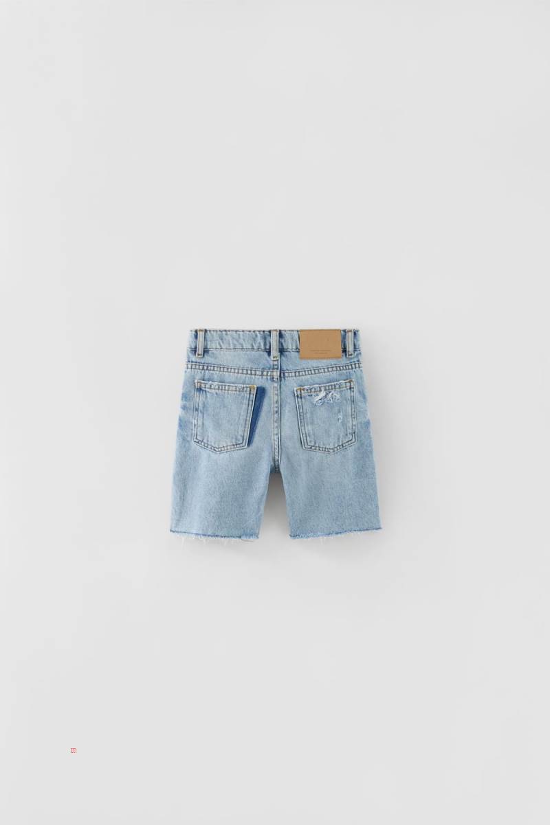 ZARA INDIGO DENIM BERMUDA Shorts Pojke Ljusblå | KIYWO-4213