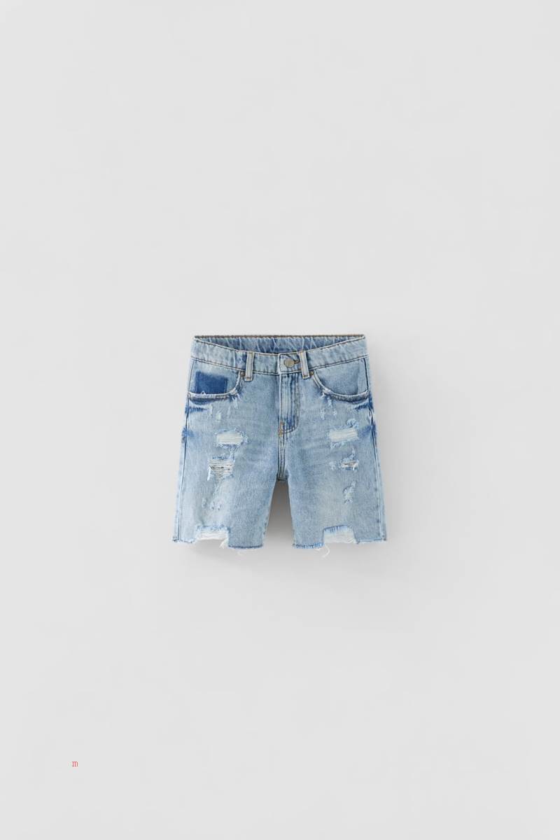 ZARA INDIGO DENIM BERMUDA Shorts Pojke Ljusblå | KIYWO-4213