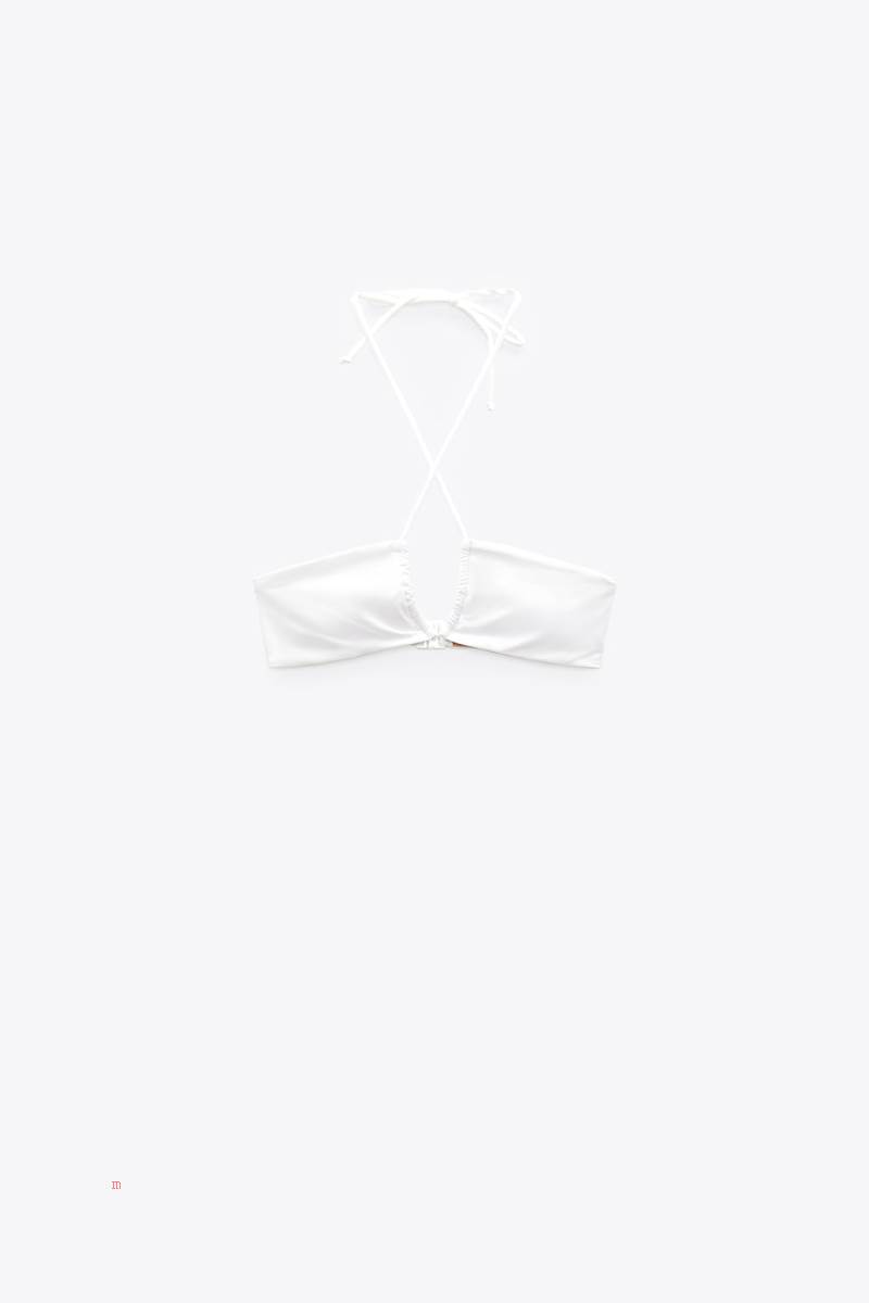 ZARA INVERTED BIKINI TOP Badkläder Dam Vita | ESWRG-9283