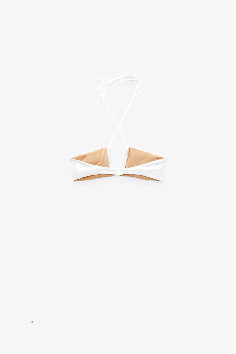 ZARA INVERTED BIKINI TOP Badkläder Dam Vita | ESWRG-9283