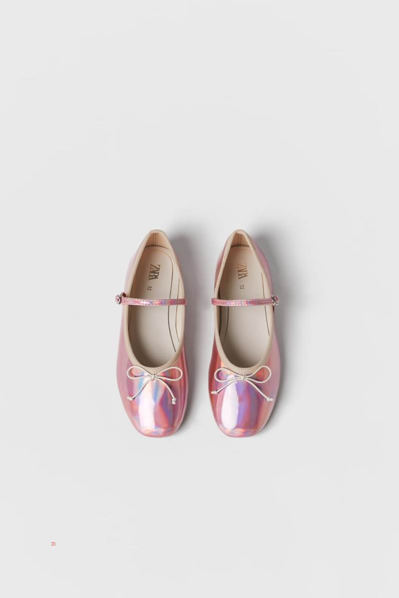 ZARA IRIDESCENT BALLET FLAT Ballerina Tjej Rosa | CAFUI-9670