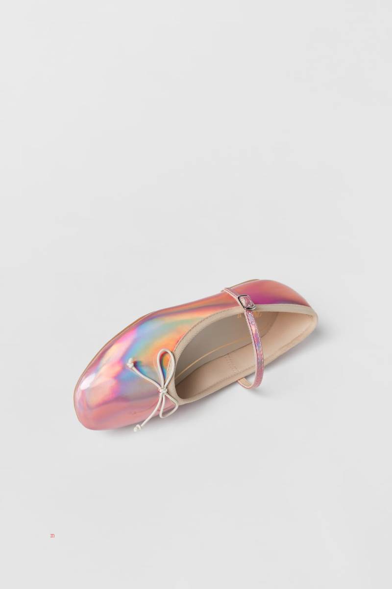 ZARA IRIDESCENT BALLET FLAT Ballerina Tjej Rosa | CAFUI-9670