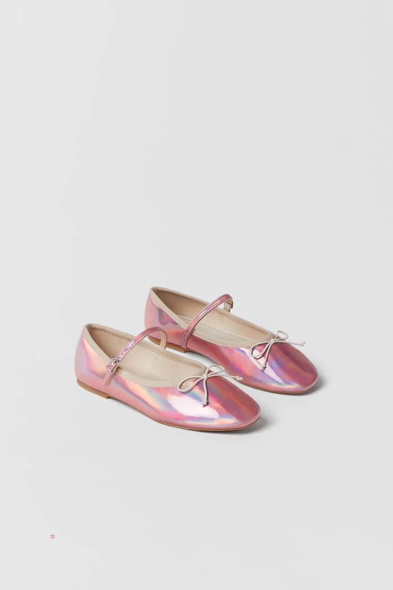 ZARA IRIDESCENT BALLET FLAT Ballerina Tjej Rosa | CAFUI-9670