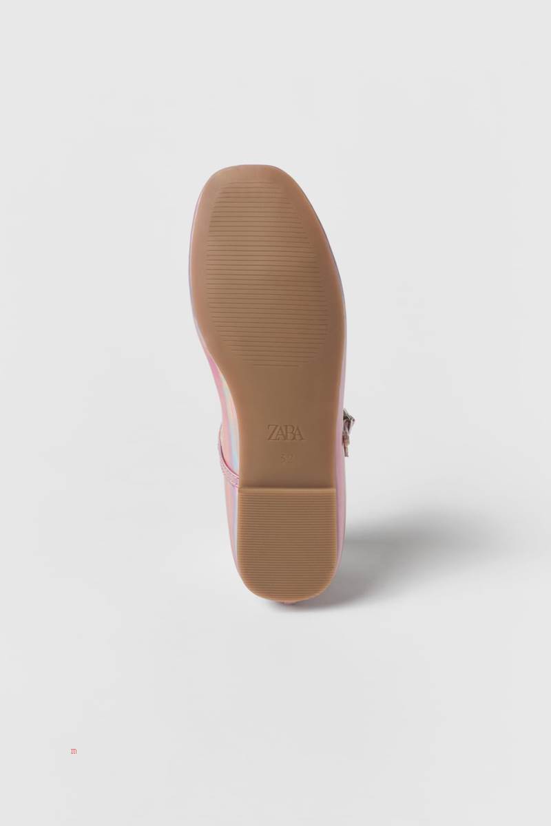 ZARA IRIDESCENT BALLET FLAT Ballerina Tjej Rosa | CAFUI-9670