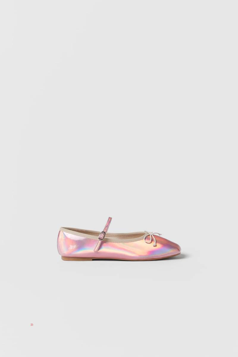 ZARA IRIDESCENT BALLET FLAT Ballerina Tjej Rosa | CAFUI-9670