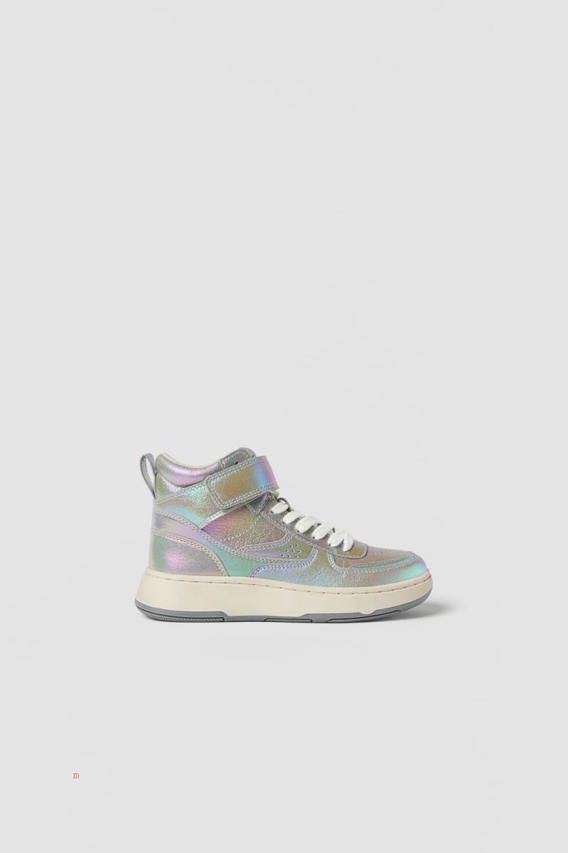 ZARA IRIDESCENT HIGH-TOP Sneakers Tjej Silver | INYLF-9243