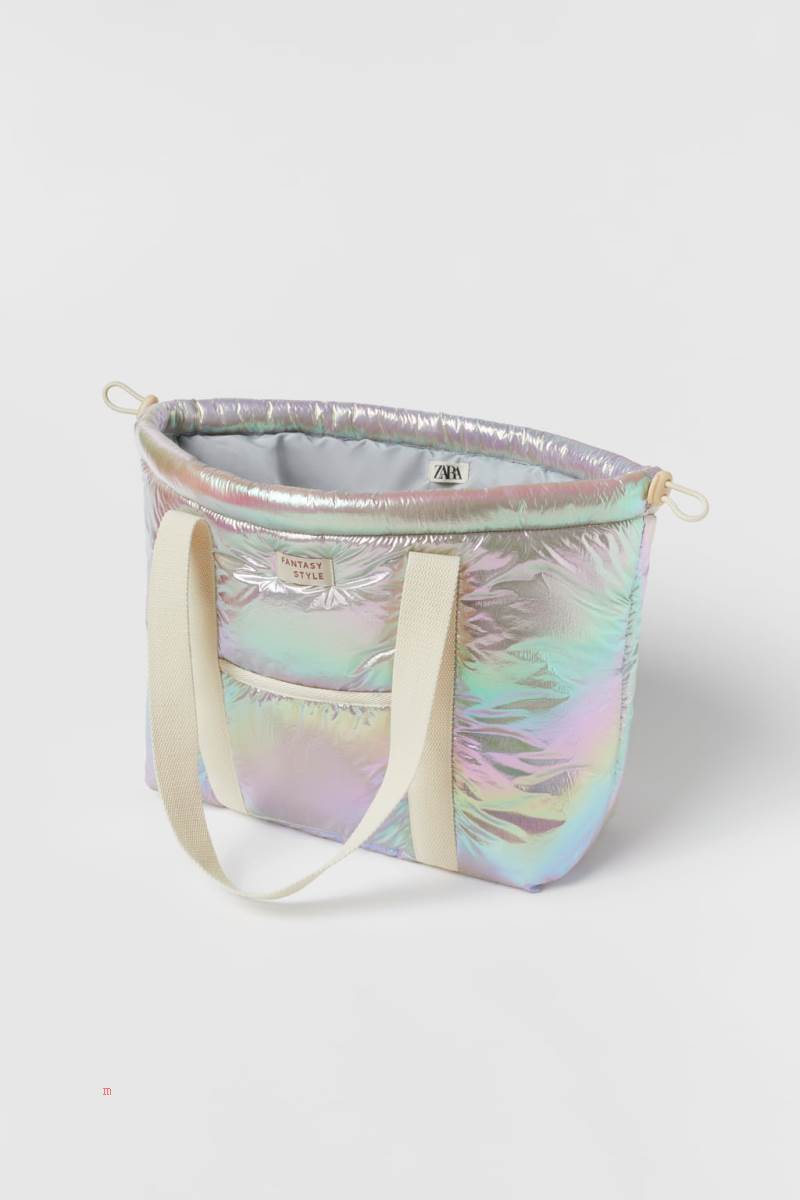ZARA IRIDESCENT Toteväska Tjej Vita | TWUFX-5749