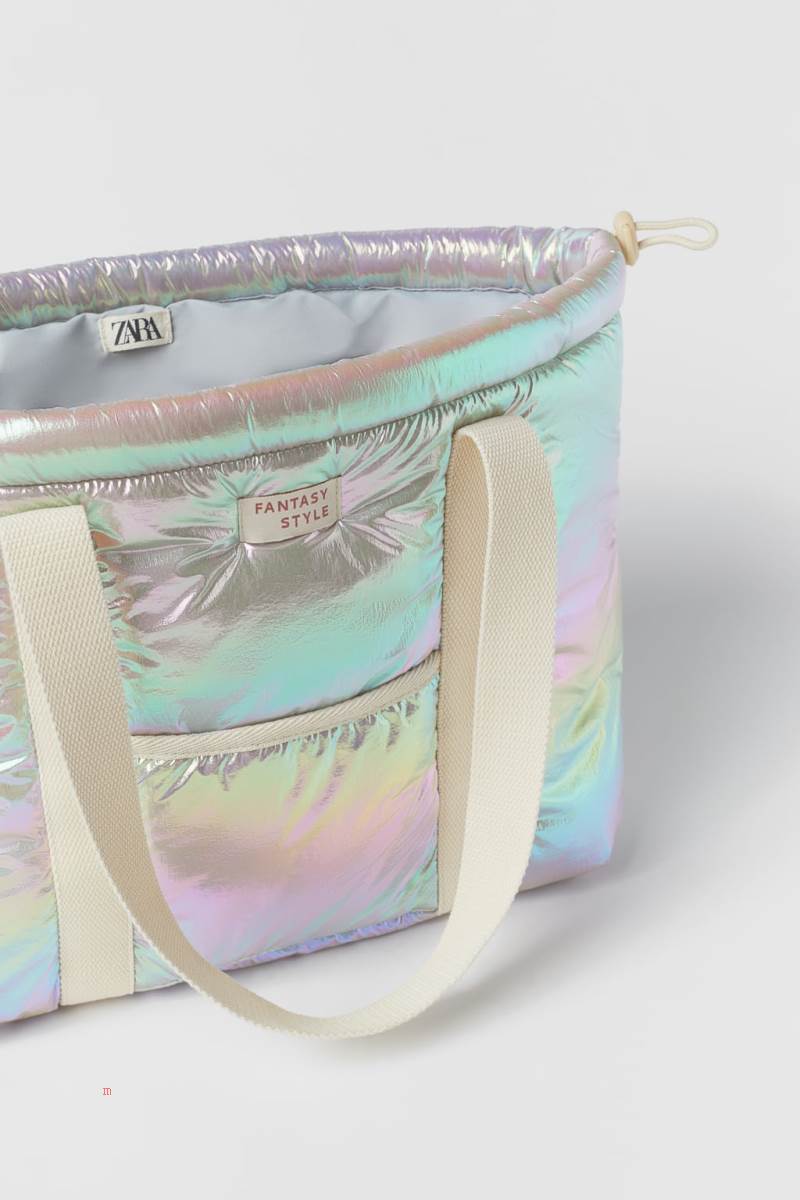 ZARA IRIDESCENT Toteväska Tjej Vita | TWUFX-5749