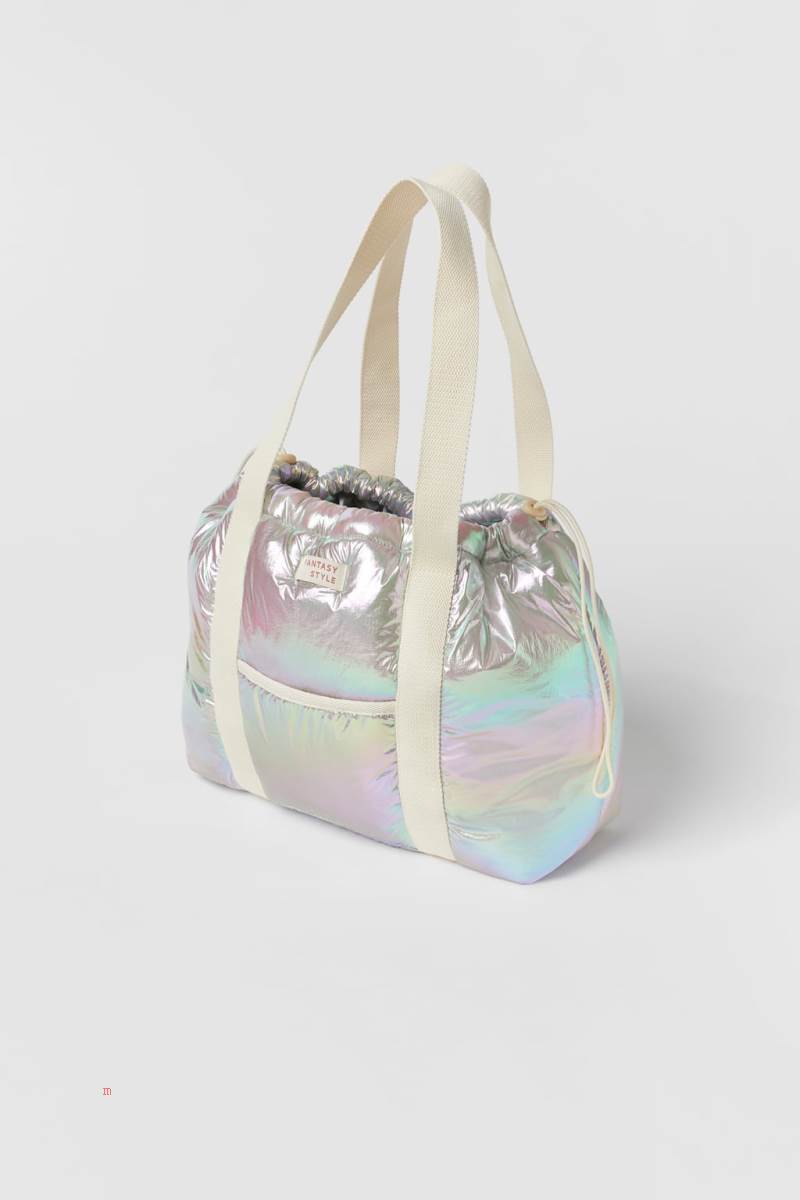 ZARA IRIDESCENT Toteväska Tjej Vita | TWUFX-5749