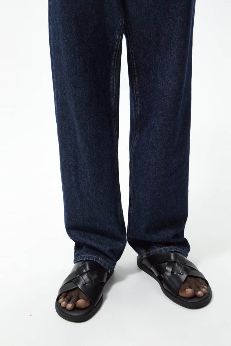 ZARA Interwoven Sandaler Herr Svarta | UZCXY-6725
