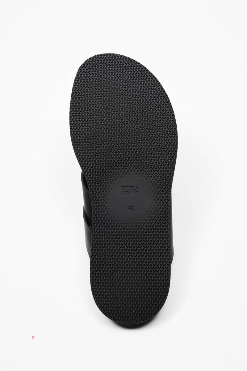 ZARA Interwoven Sandaler Herr Svarta | UZCXY-6725