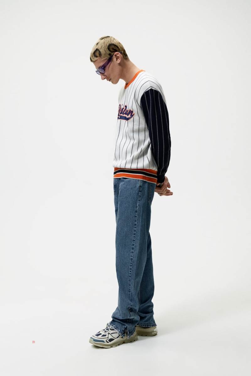 ZARA JACQUARD BASEBALL Tröjor Herr Vita | IYZEG-3057