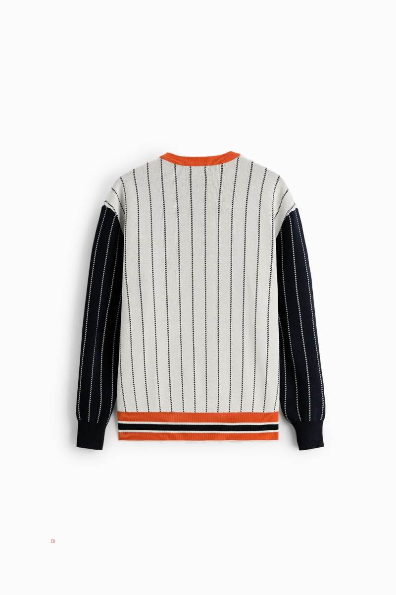 ZARA JACQUARD BASEBALL Tröjor Herr Vita | IYZEG-3057