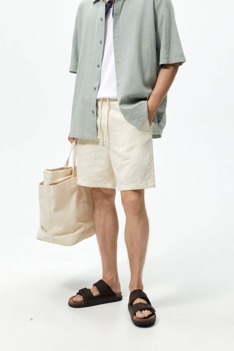 ZARA JACQUARD BERMUDA Shorts Herr Grå Vita | QPXGM-7521