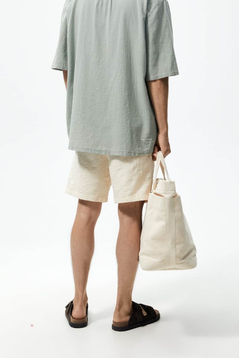 ZARA JACQUARD BERMUDA Shorts Herr Grå Vita | QPXGM-7521