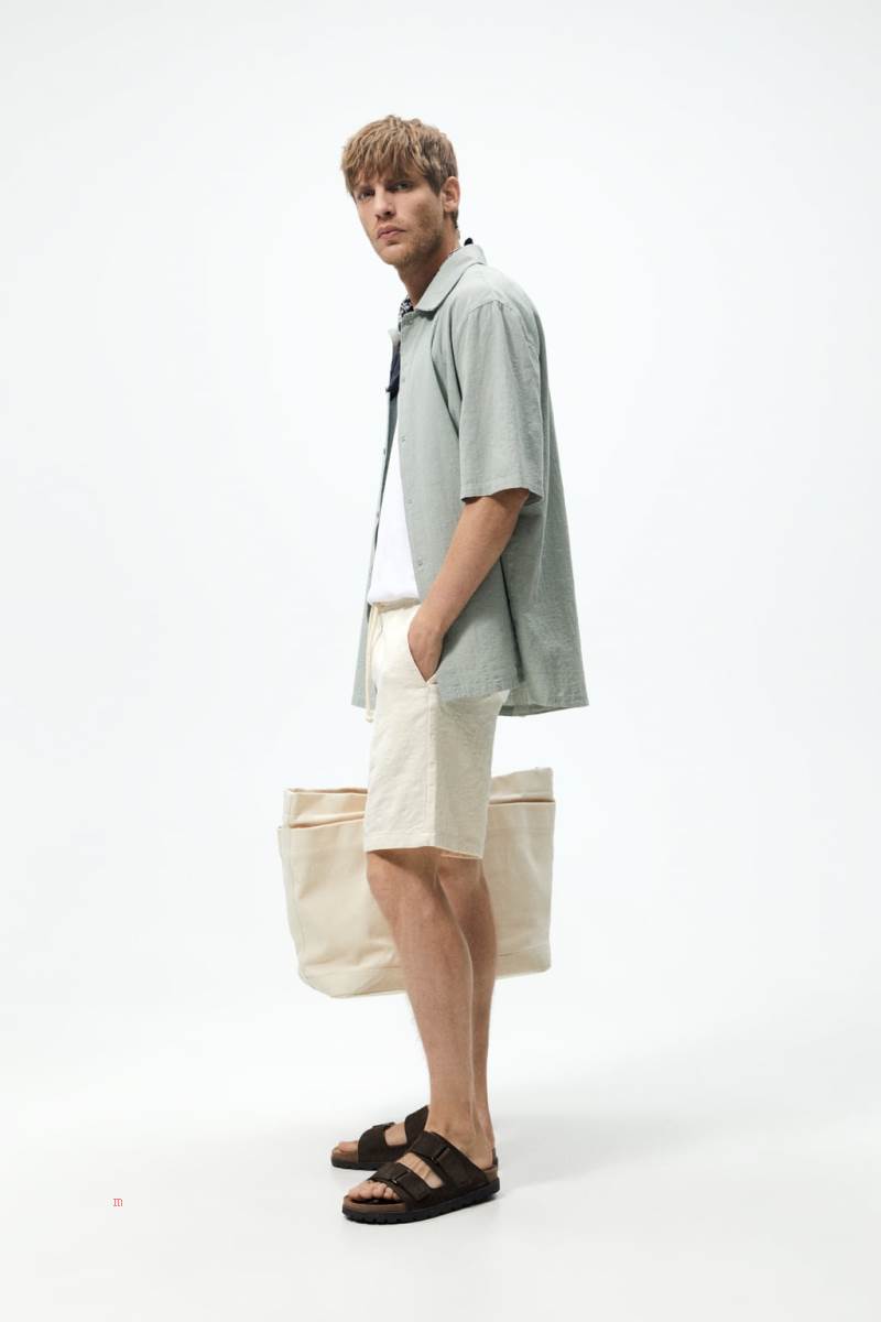 ZARA JACQUARD BERMUDA Shorts Herr Grå Vita | QPXGM-7521