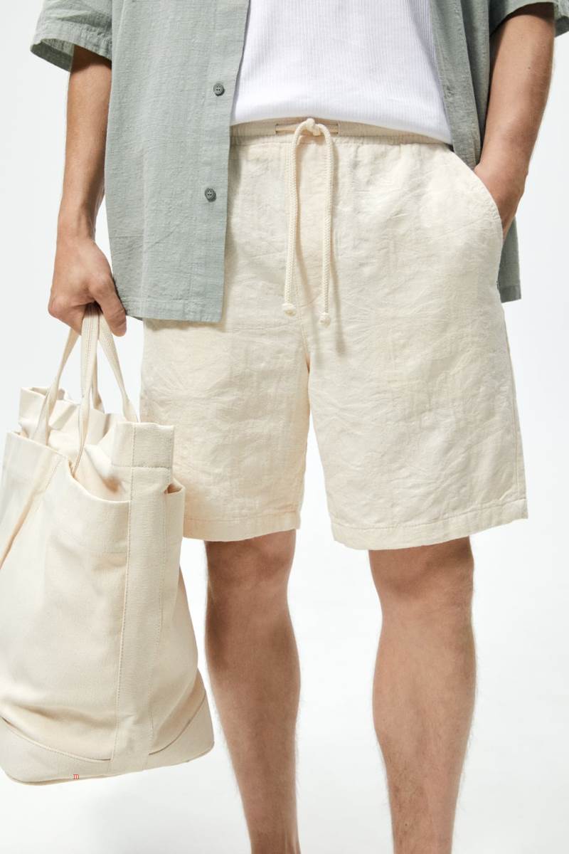 ZARA JACQUARD BERMUDA Shorts Herr Grå Vita | QPXGM-7521