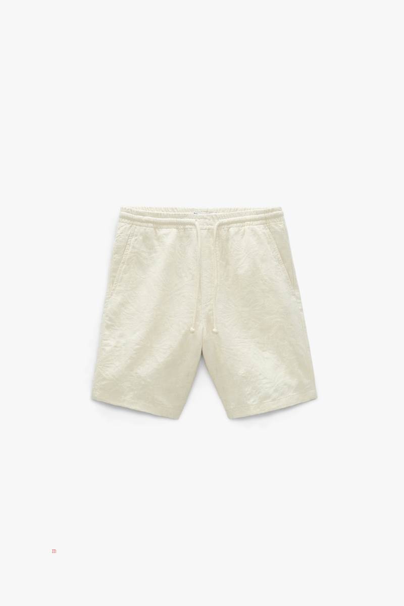 ZARA JACQUARD BERMUDA Shorts Herr Grå Vita | QPXGM-7521
