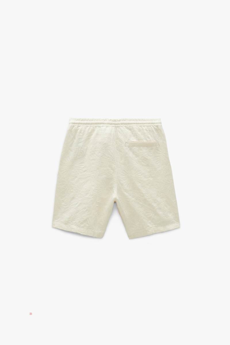 ZARA JACQUARD BERMUDA Shorts Herr Grå Vita | QPXGM-7521