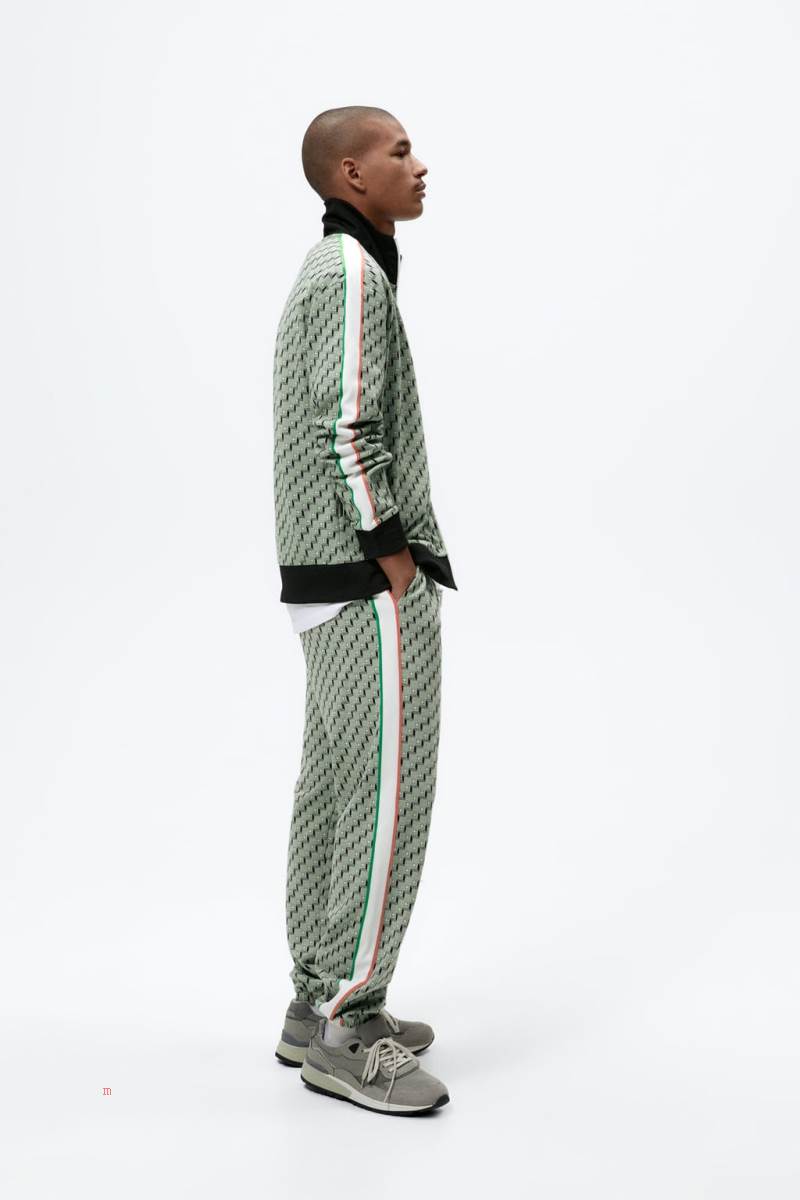 ZARA JACQUARD JOGGING Byxor Herr Gröna | PJYLW-6713