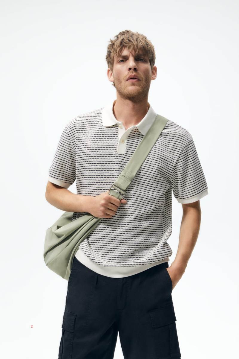 ZARA JACQUARD KNIT Piketröja Herr Svarta | IGOVQ-1023