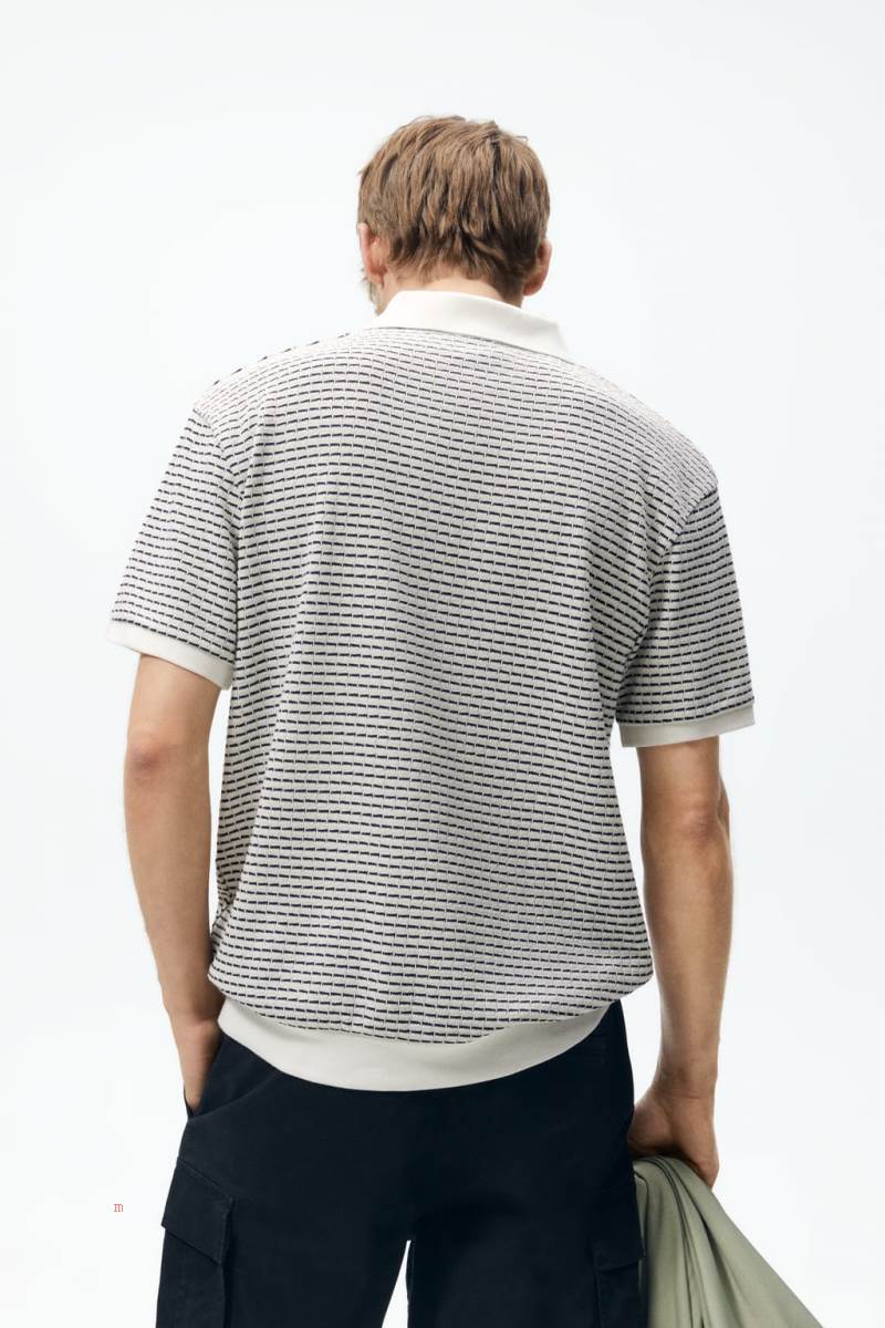 ZARA JACQUARD KNIT Piketröja Herr Svarta | IGOVQ-1023