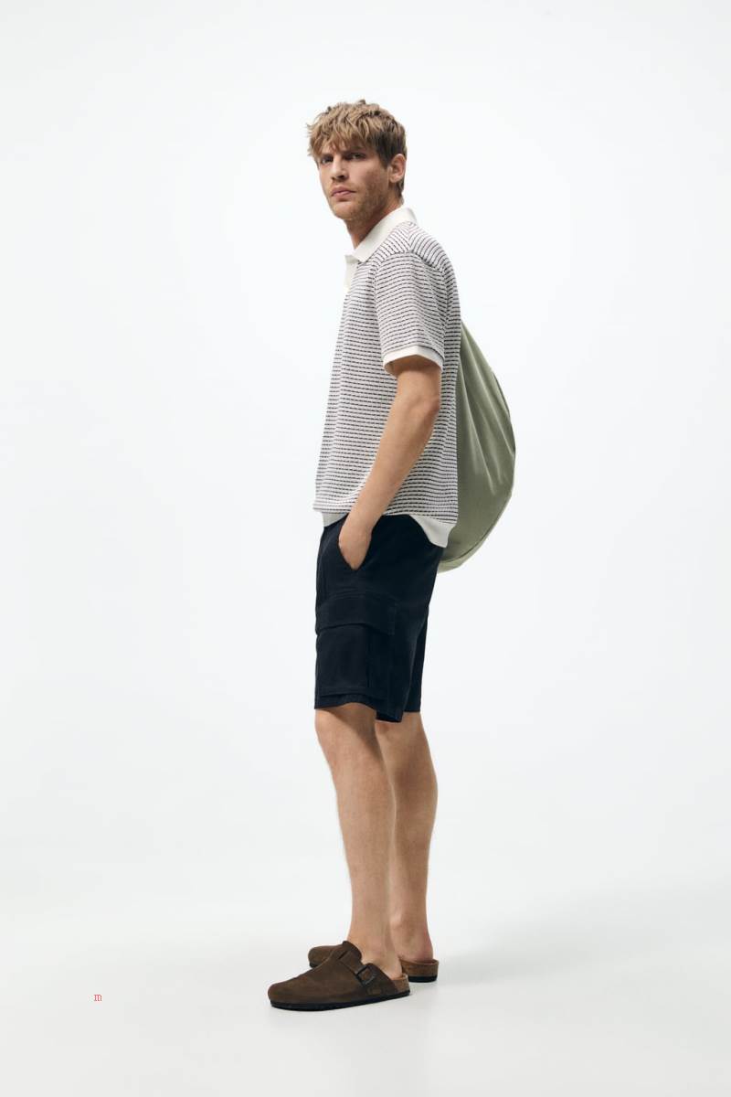 ZARA JACQUARD KNIT Piketröja Herr Svarta | IGOVQ-1023