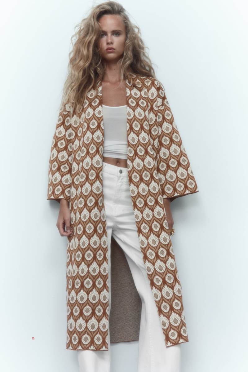 ZARA JACQUARD KNIT Rockar Dam Vita Bruna | NHFXQ-2139