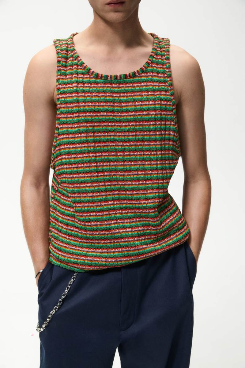 ZARA JACQUARD Linnen Herr Gröna | DXBIW-4609