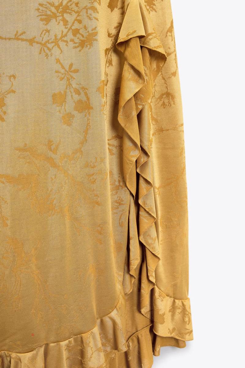 ZARA JACQUARD MAXI WITH RUFFLES Klänning Dam Guld | NXZFB-7216