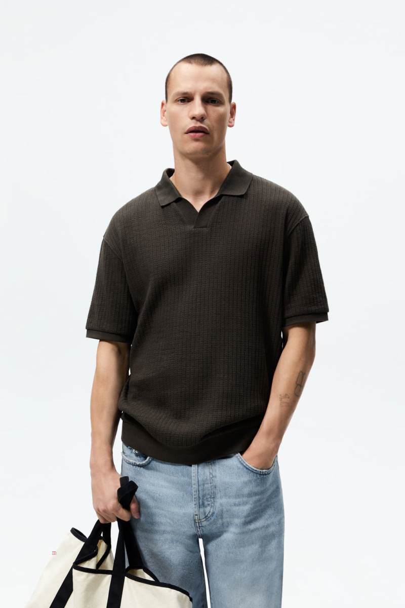 ZARA JACQUARD Piketröja Herr Grå Gröna | UQWYR-3127