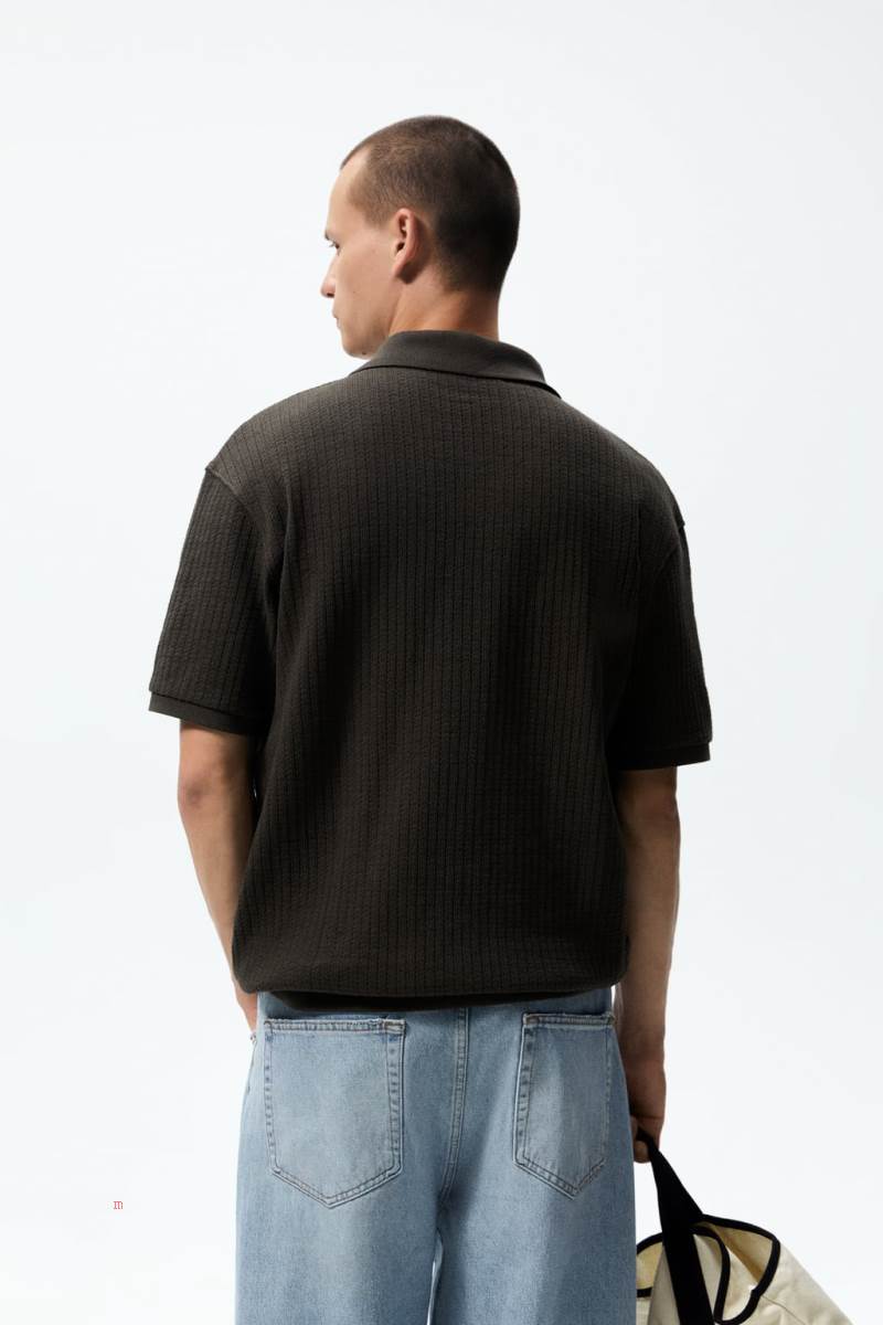 ZARA JACQUARD Piketröja Herr Grå Gröna | UQWYR-3127