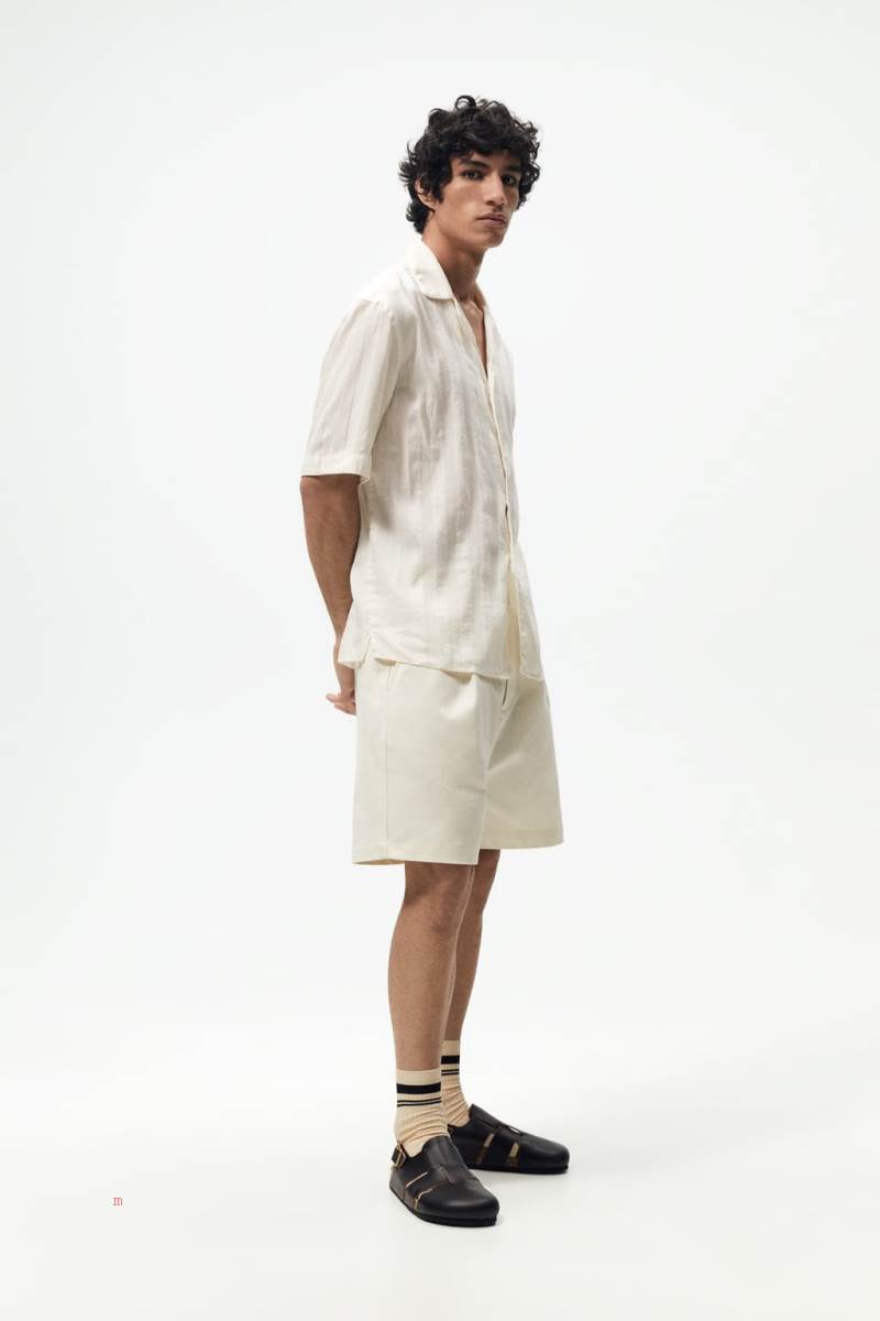 ZARA JACQUARD STRIPED X JAVIER S. MEDINA Skjorta Herr Grå Vita | KRGCW-5910