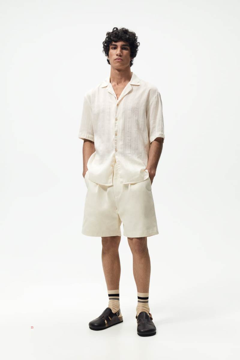 ZARA JACQUARD STRIPED X JAVIER S. MEDINA Skjorta Herr Grå Vita | KRGCW-5910