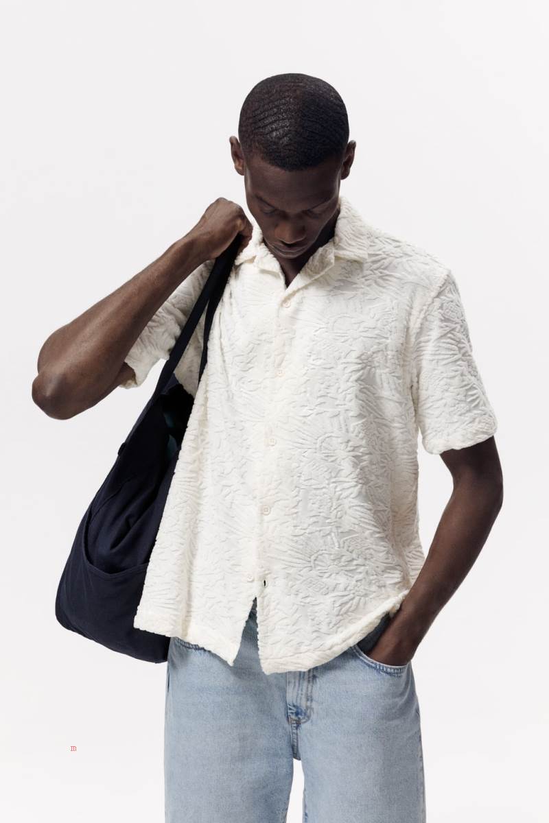 ZARA JACQUARD Skjorta Herr Grå Vita | VAPMT-7389