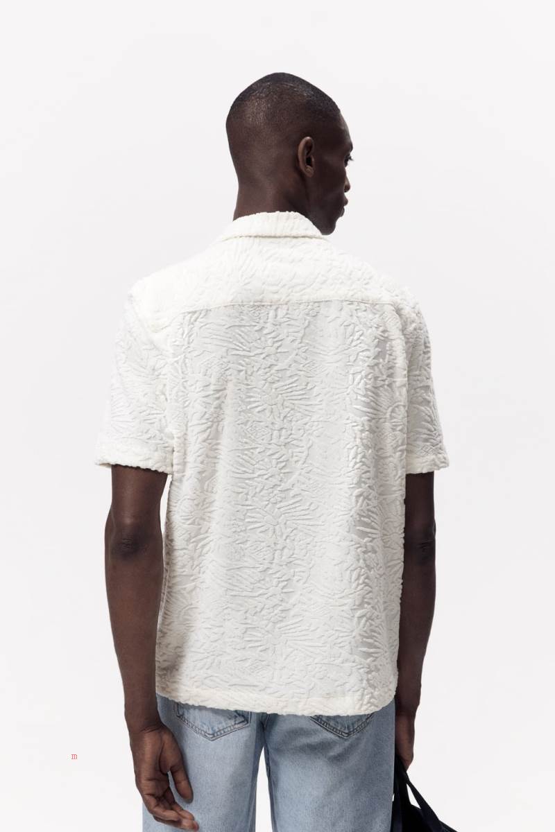 ZARA JACQUARD Skjorta Herr Grå Vita | VAPMT-7389