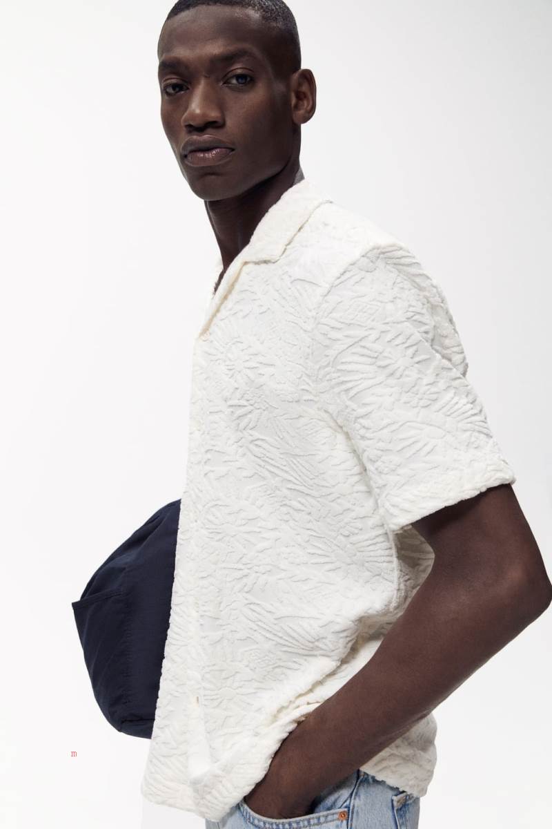 ZARA JACQUARD Skjorta Herr Grå Vita | VAPMT-7389