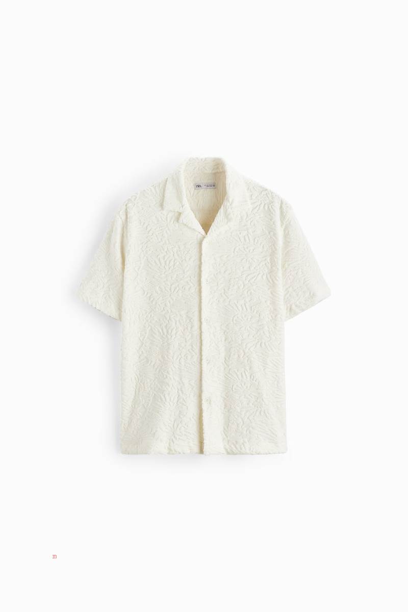 ZARA JACQUARD Skjorta Herr Grå Vita | VAPMT-7389