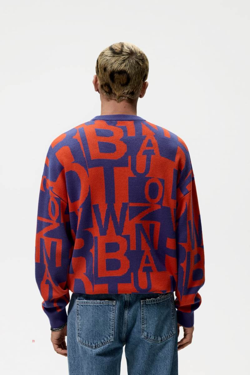 ZARA JACQUARD WITH LETTERING Tröjor Herr Orange | MPDUW-6503