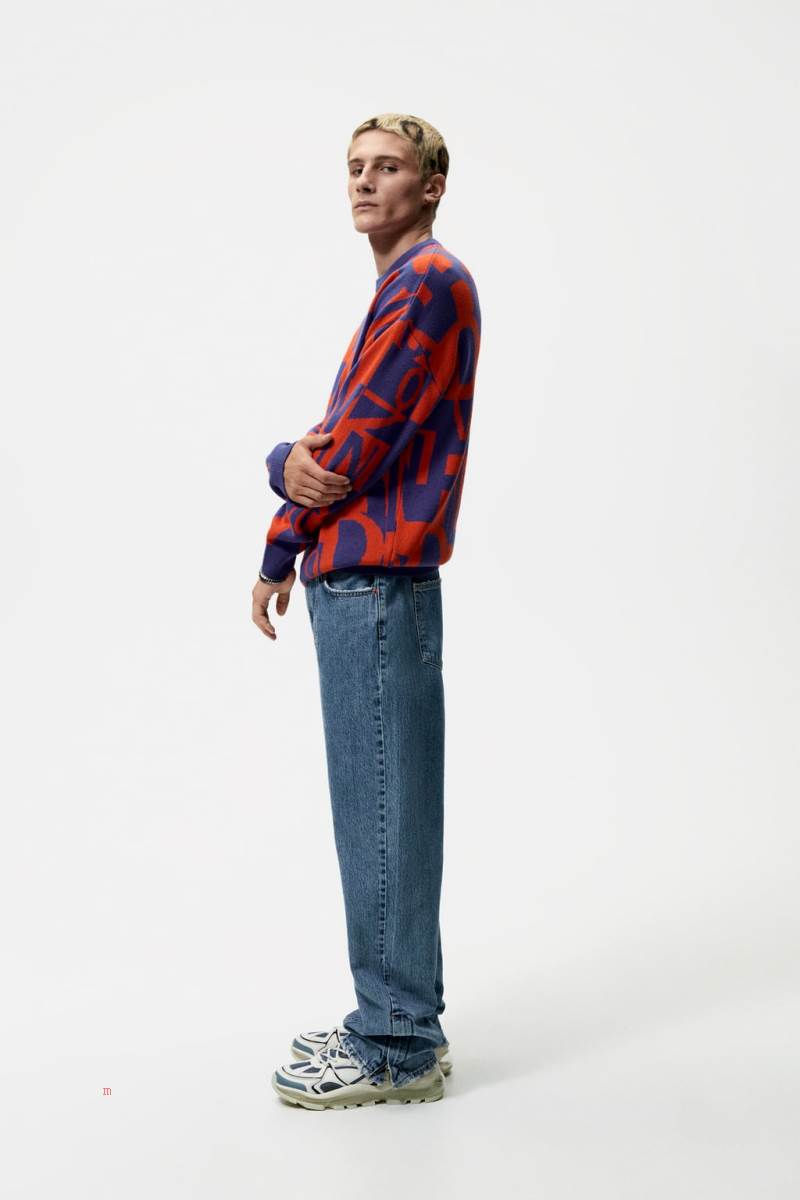 ZARA JACQUARD WITH LETTERING Tröjor Herr Orange | MPDUW-6503