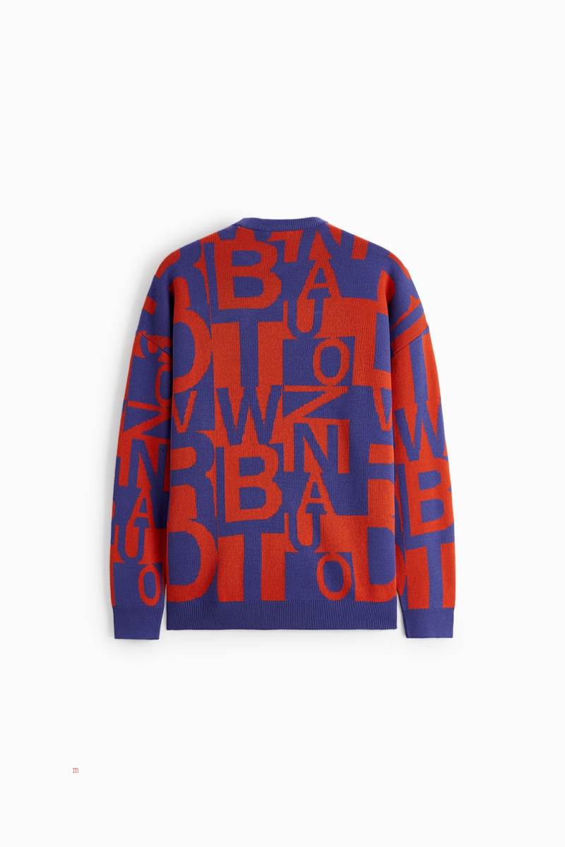ZARA JACQUARD WITH LETTERING Tröjor Herr Orange | MPDUW-6503
