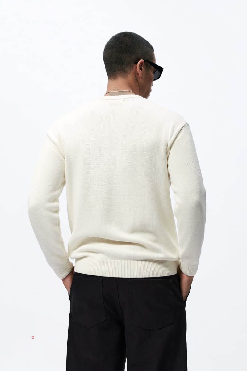 ZARA JACQUARD WITH LETTER Tröjor Herr Vita | NBMKY-0617
