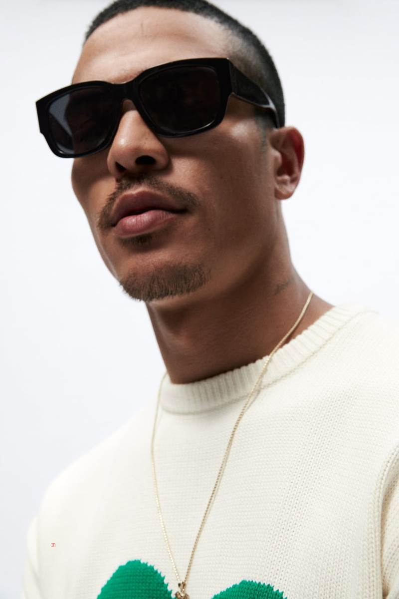 ZARA JACQUARD WITH LETTER Tröjor Herr Vita | NBMKY-0617
