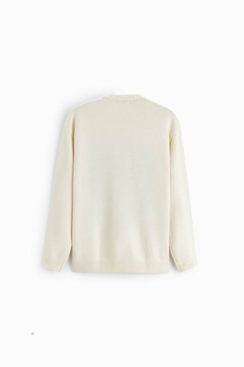 ZARA JACQUARD WITH LETTER Tröjor Herr Vita | NBMKY-0617