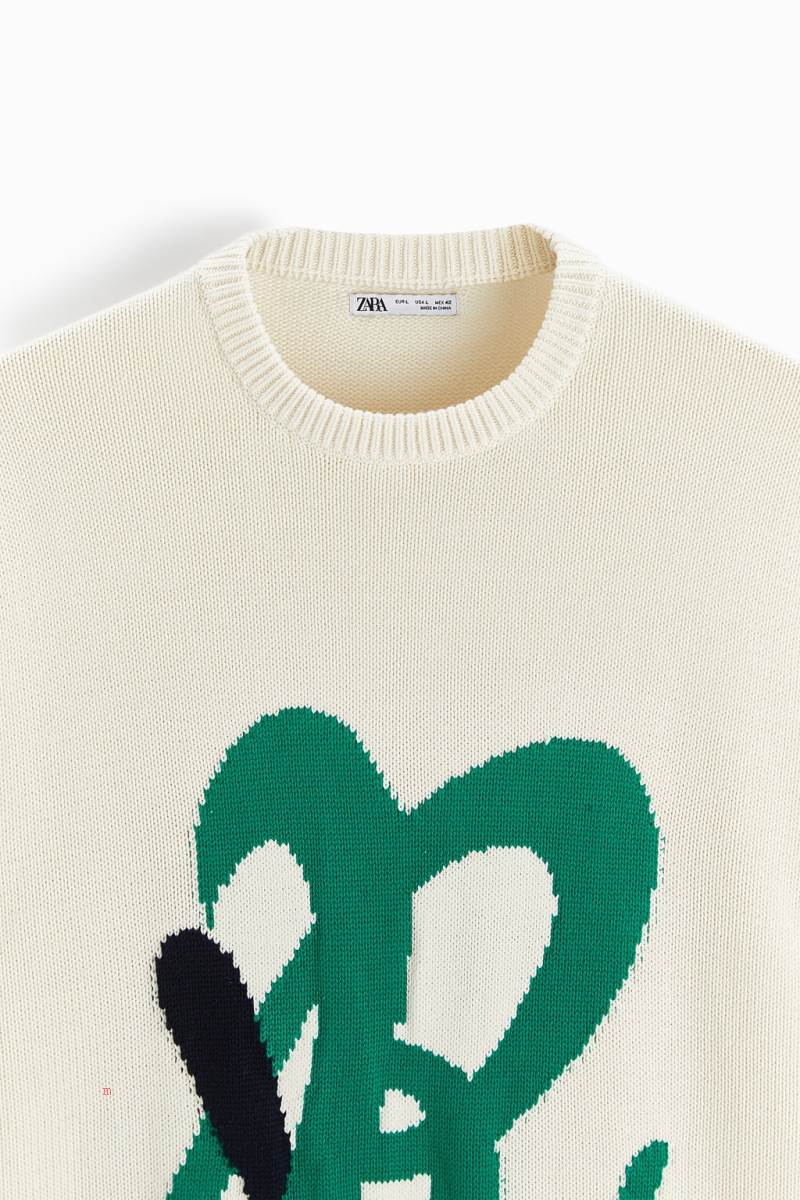 ZARA JACQUARD WITH LETTER Tröjor Herr Vita | NBMKY-0617