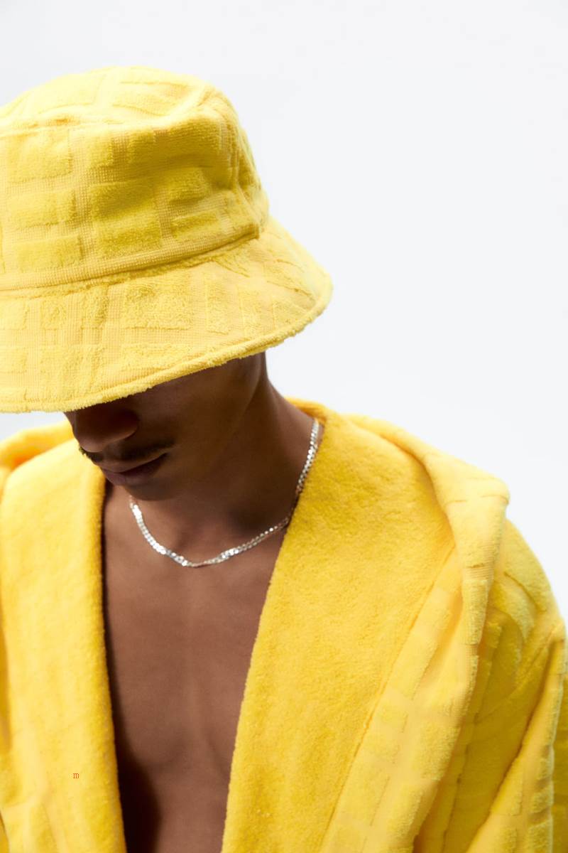 ZARA JACQUARD X THE STANDARD BATHROBE Badkläder Herr Gula | YFTSI-5923