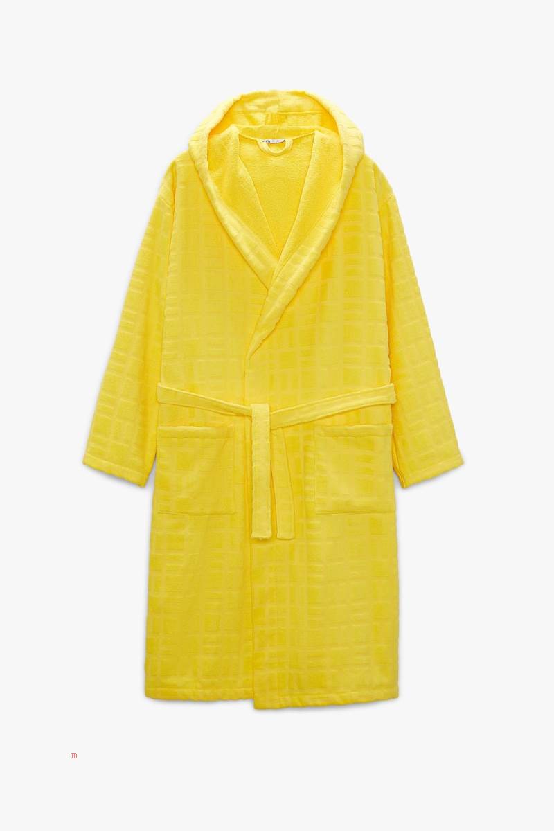 ZARA JACQUARD X THE STANDARD BATHROBE Badkläder Herr Gula | YFTSI-5923